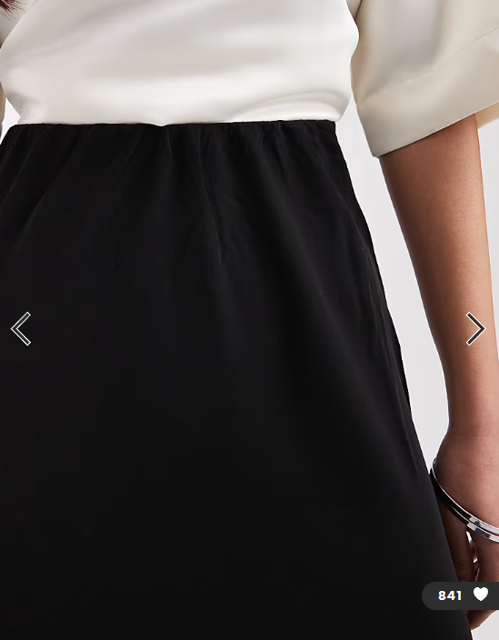 Pieces matte satin midi skirt in black