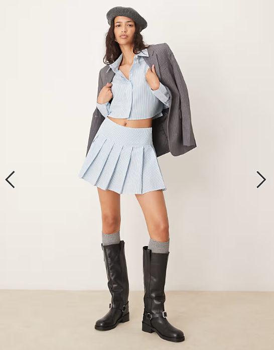 ASOS DESIGN tennis skirt co-ord in blue & white stripe