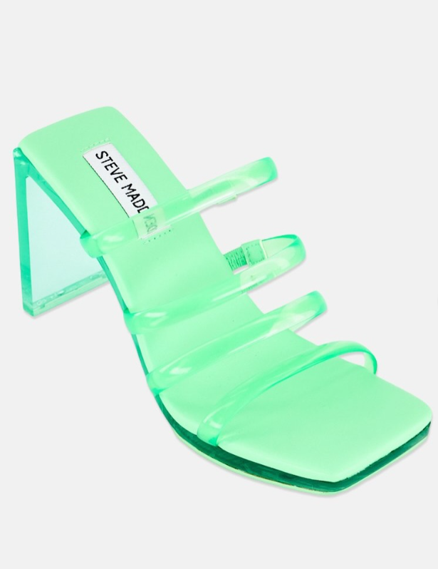 Steve Madden - Women Lucite Square Toe Slip On Sandals, Green