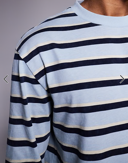 ASOS DESIGN relaxed long sleeve t-shirt in washed blue and navy stripe.