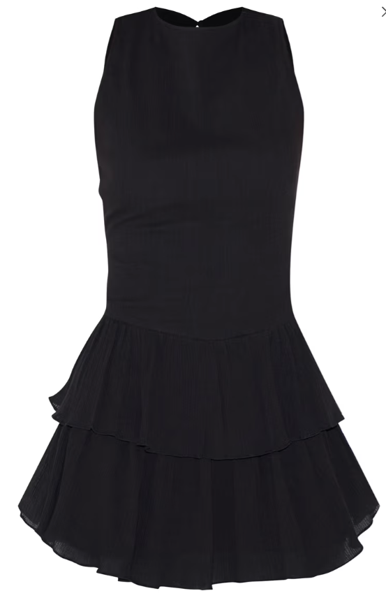 Plt Black Cheesecloth Cotton Tiered Rara Playsuit
