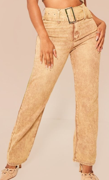Plt - Shape Brown Washed Denim Zip Bum Low Rise Flare Jeans
