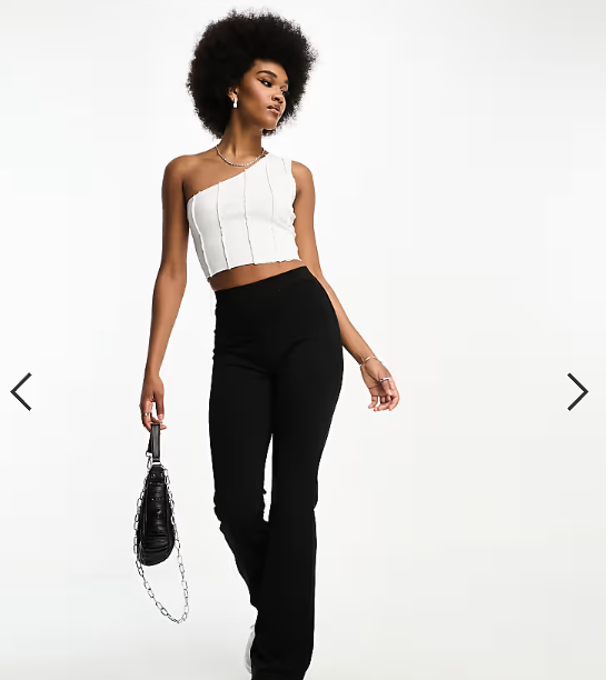 JDY Tall high waisted flared trousers in black