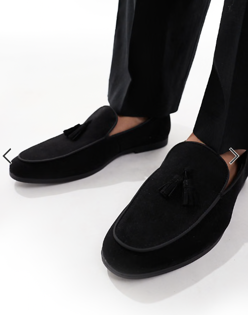 SEQWL Charlie loafers with tassel in faux suede black