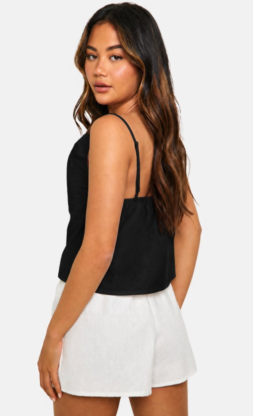 Boohoo Linen Blend Cowl Sleeveless Top