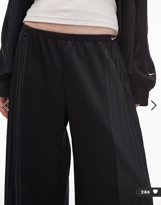 Nike pleated wide leg trousers in black