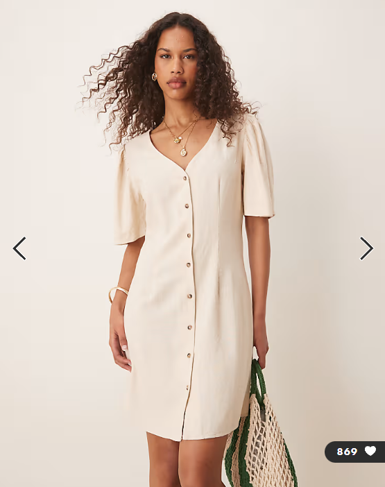 JDY linen mix mini shirt dress in beige