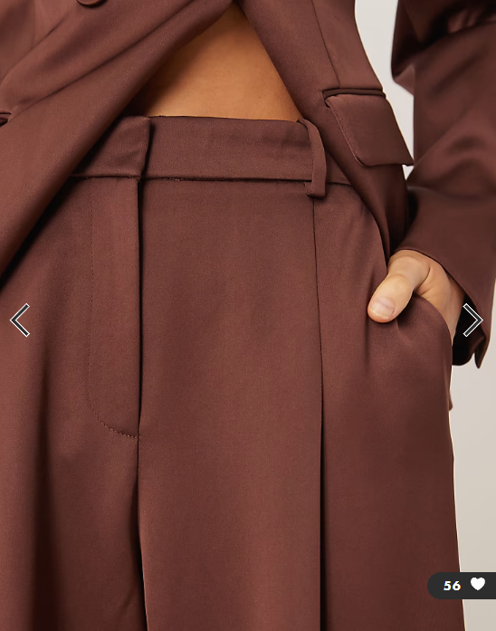 Mango Gilda satin tailored trouser co-ord in brown