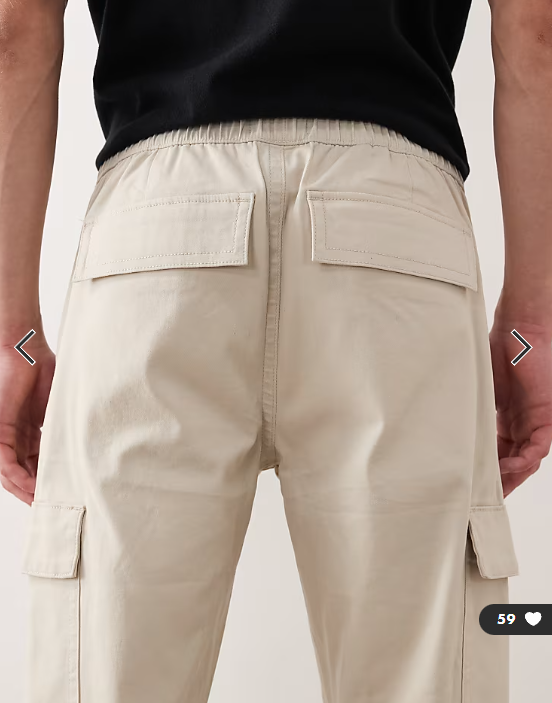 ASOS DESIGN slim pull on cargo trousers in beige