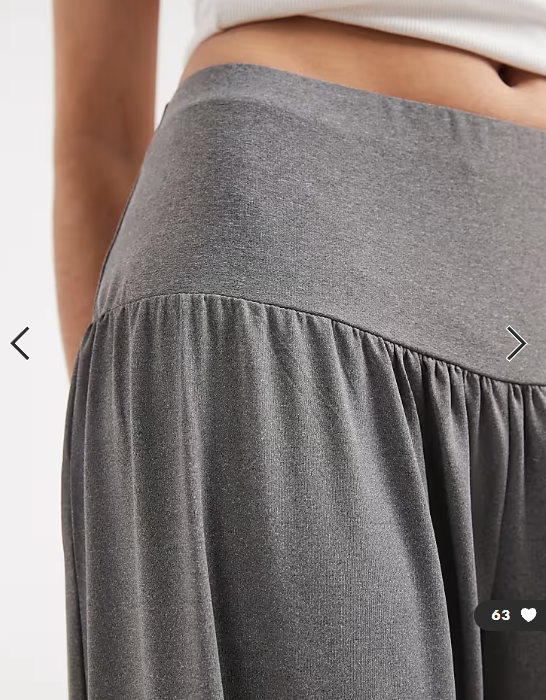 ASOS DESIGN wide waistband slouchy trouser co-ord with button detail in grey marl