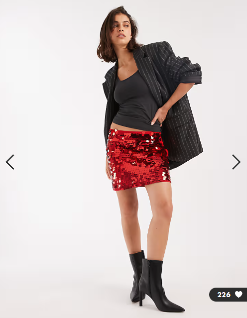 ASOS DESIGN large sequin mini skirt in red