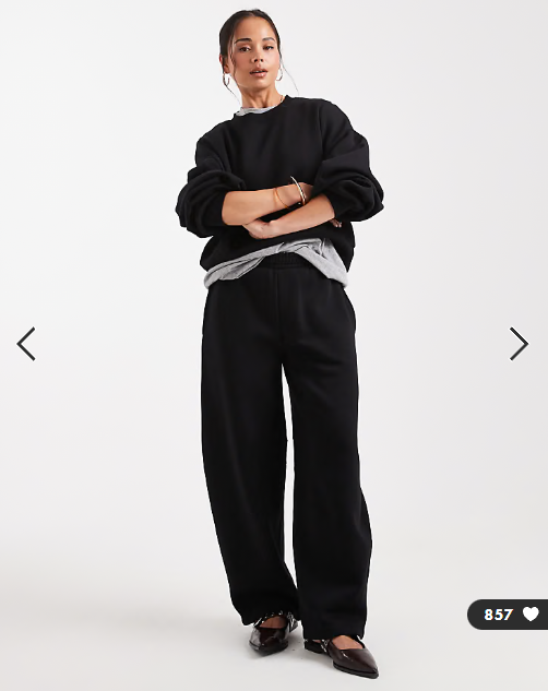 ASOS DESIGN barrel leg brushback jogger in black