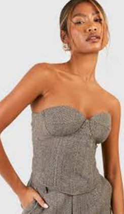 Boohoo - Tweed Herringbone Corset