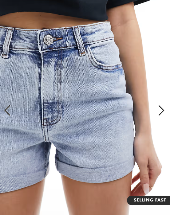 Noisy May Moni high waisted denim short in light wash blue