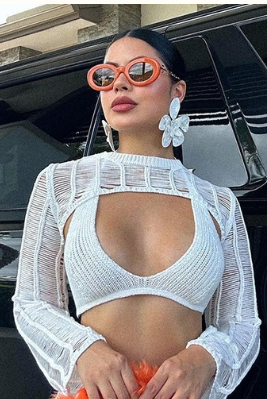 Cream Triangle Knitted Bralet