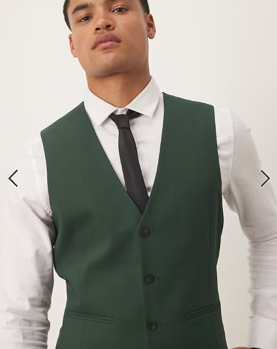 ASOS DESIGN skinny suit waistcoat in dark green