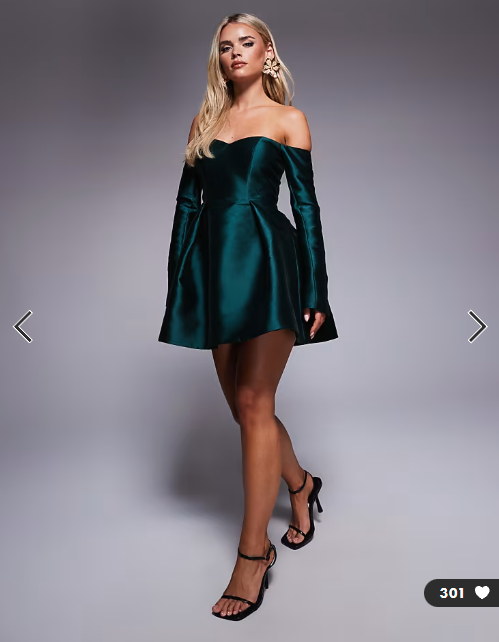 Forever New Petite structured mini dress in green moss
