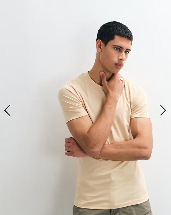 Jack & Jones muscle fit T-shirt in beige.