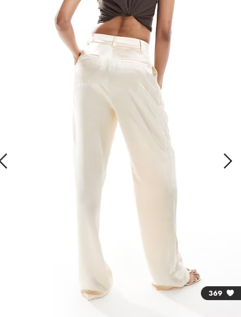 ASOS DESIGN Tall tailored straight leg satin trousers in ivory