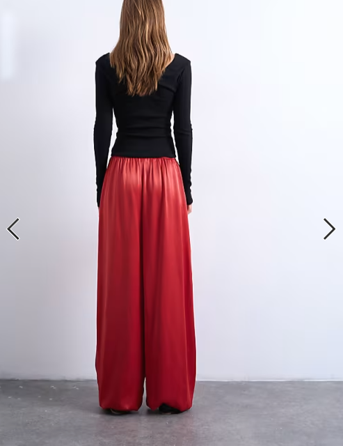 Topshop satin balloon trouser in red