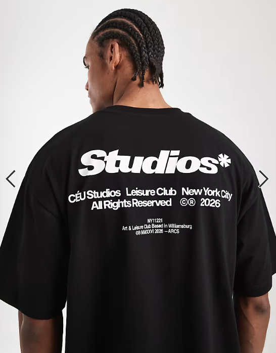 ASOS DESIGN oversized t-shirt with text back print in black .
