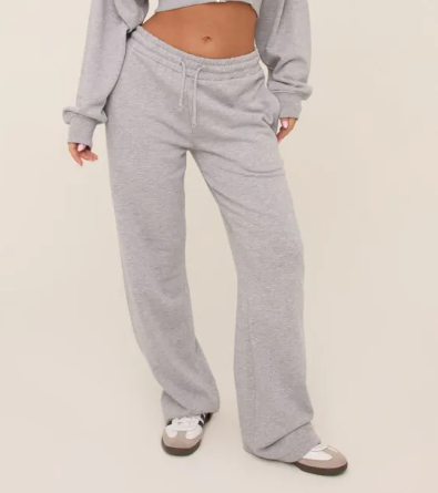 Drawstring Waist Straight Leg Joggers In Grey