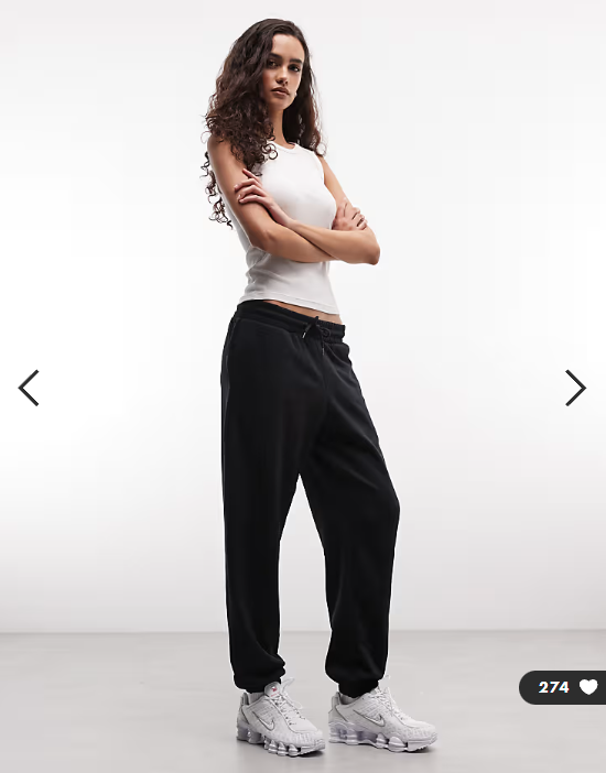 Monki joggers with cuffed hem in black
