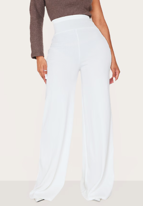 Shape White Bandage Extreme High Waist Wide Leg Trousers