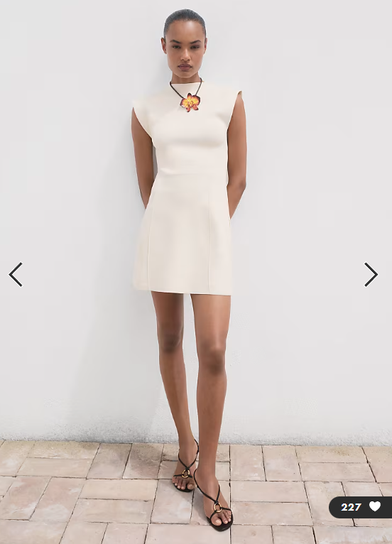 Mango high neck cap sleeve compact knit ini dress in winter white