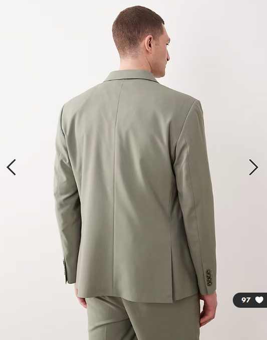 ASOS DESIGN double breasted regular suit jacket in sage green