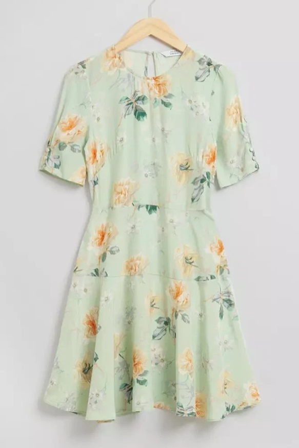 OTHER STORIES Mini Skater Dress In Green