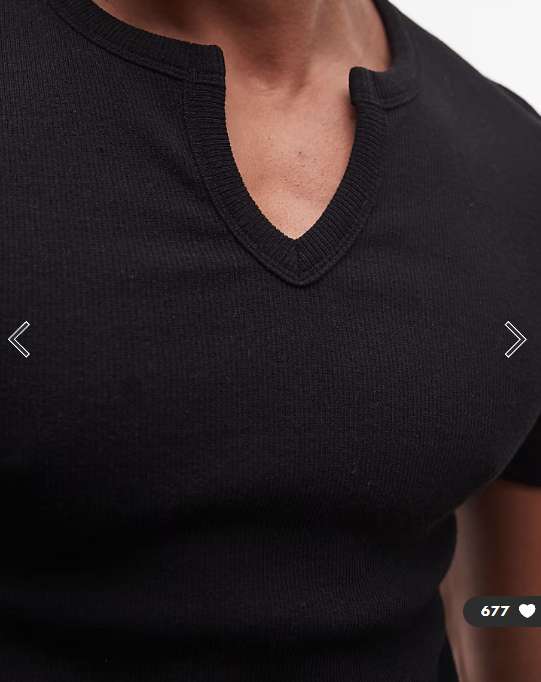 COLLUSION notch neck short sleeve t-shirt in black.