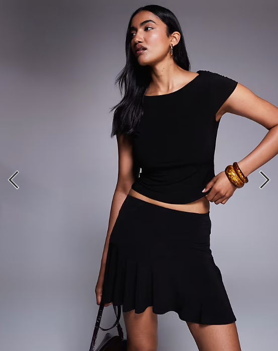 ASOS DESIGN co-ord slinky flippy mini skirt in black