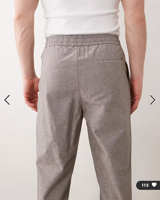 ONLY & SONS linen mix cropped trouser in light grey