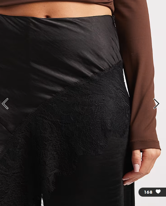 ASOS DESIGN tailored wide leg satin trousers with lace trim skirt overlay in black