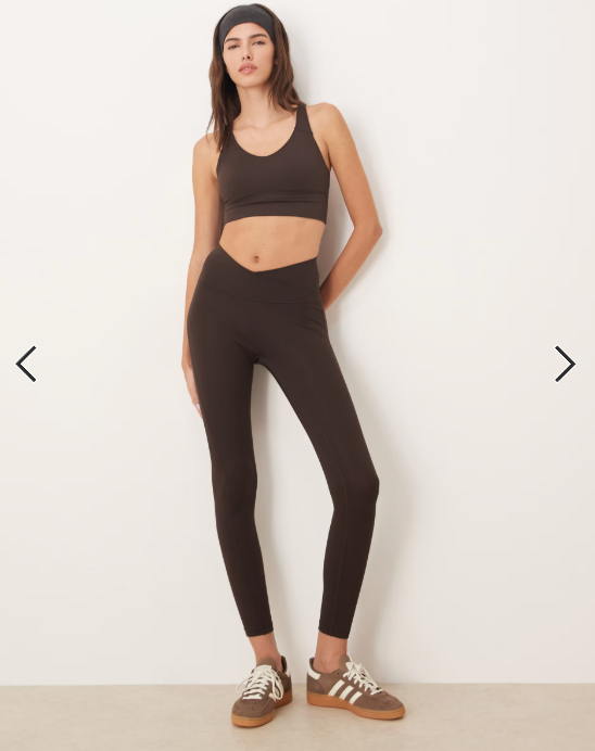 adidas Performance Three Stripes Studios leggings in brown