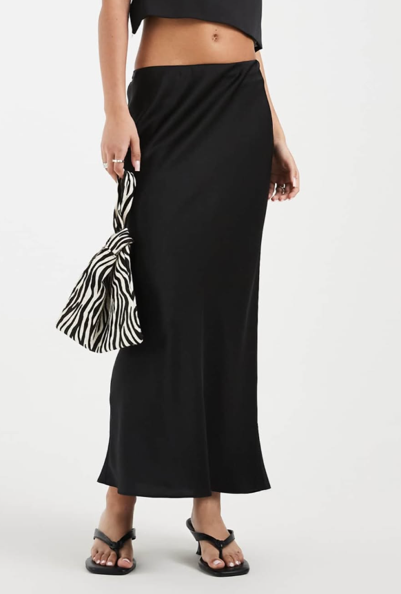 River Island - satin maxi skirt black