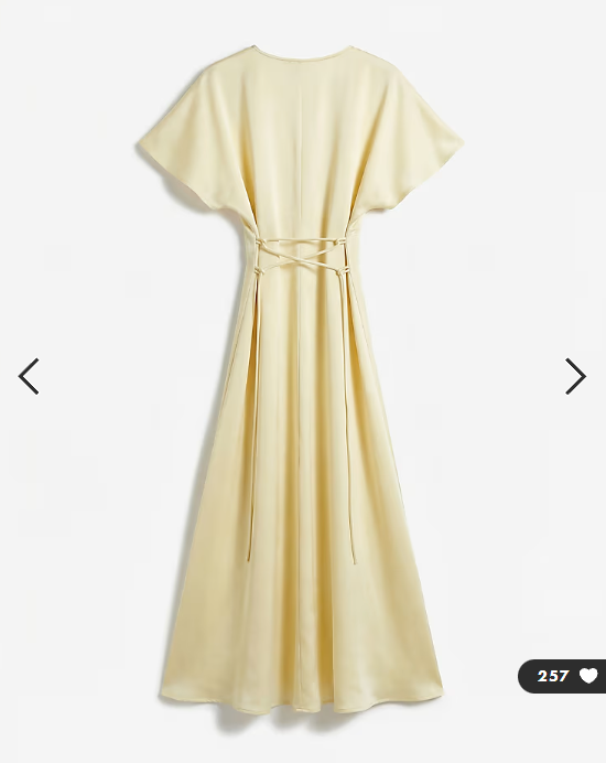 Gina Tricot batwing plunge satin maxi dress in butter yellow