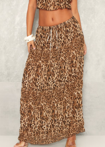 Plt - Petite Leopard Print Low Waist Chiffon Maxi Skirt