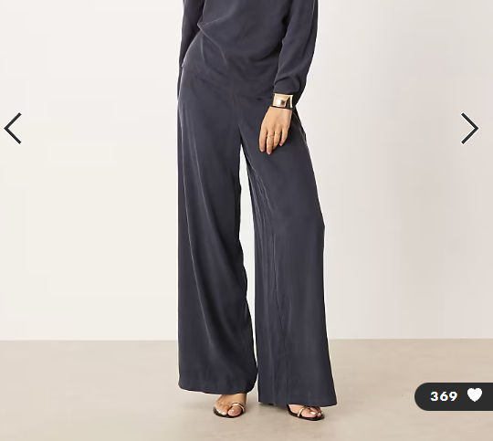 ASOS DESIGN soft clean front wide leg trousers co-ord in washed ink
