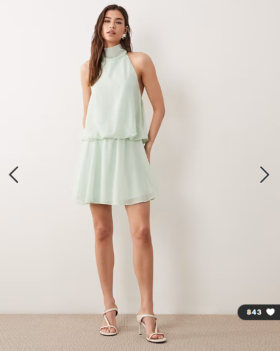 ASOS DESIGN halter neck mini dress in sage