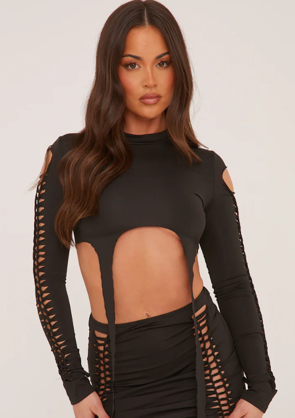 Black Knot Detail Crop Top