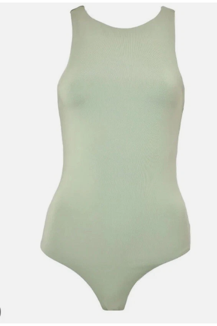 Plt Recycled basic sage green slinky racer bodysuit