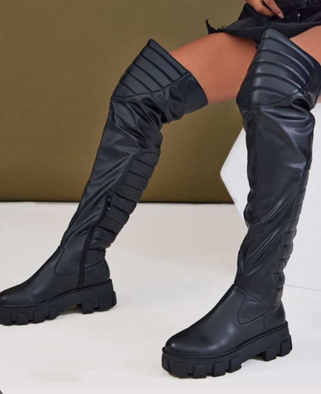 Over The Knee Flat Leather Boots