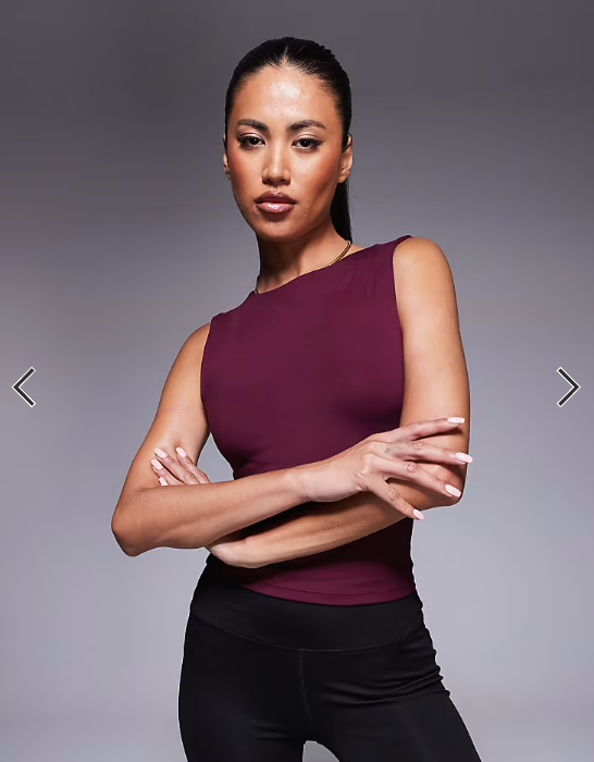4505 Icon soft touch high neck tank with inner bra in mulberry