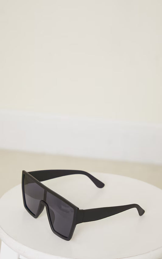 Black Matte Oversized Square Frame Sunglasses