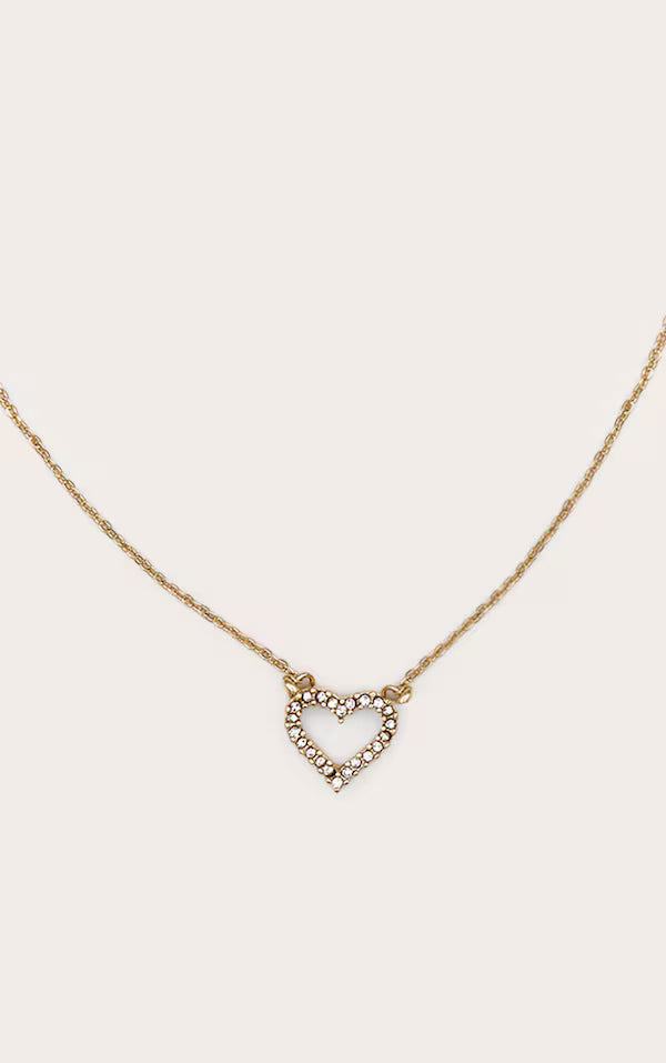Gold Dainty Diamante Heart Necklace