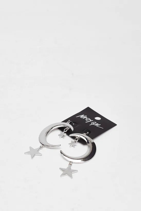 Metal Moon Drop Earrings