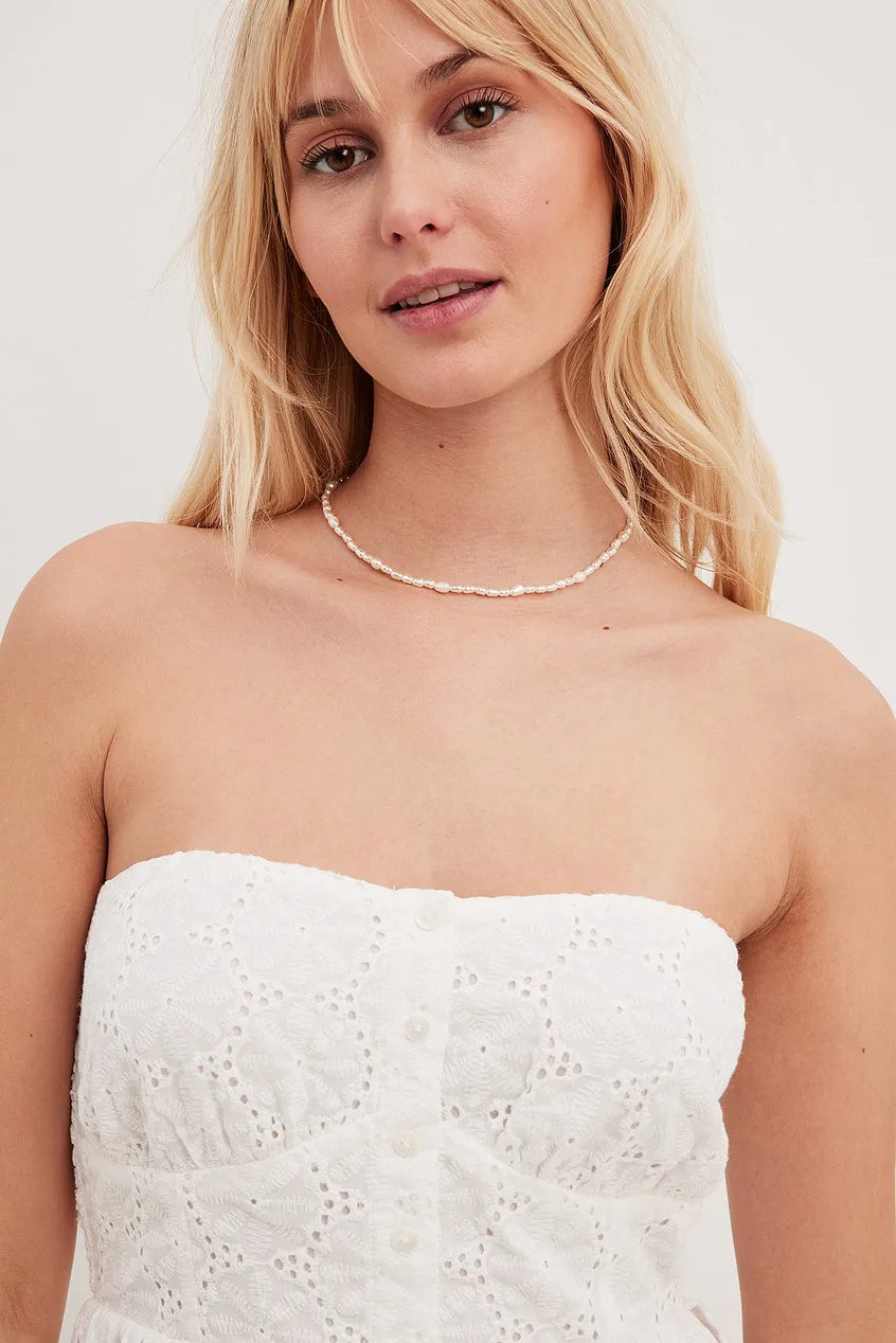 Anglaise Bandeau Frill Mini Dress