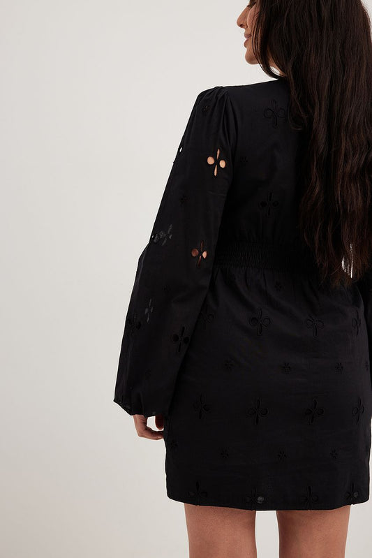 Na-kd Anglaise Balloon Sleeve Mini Dress